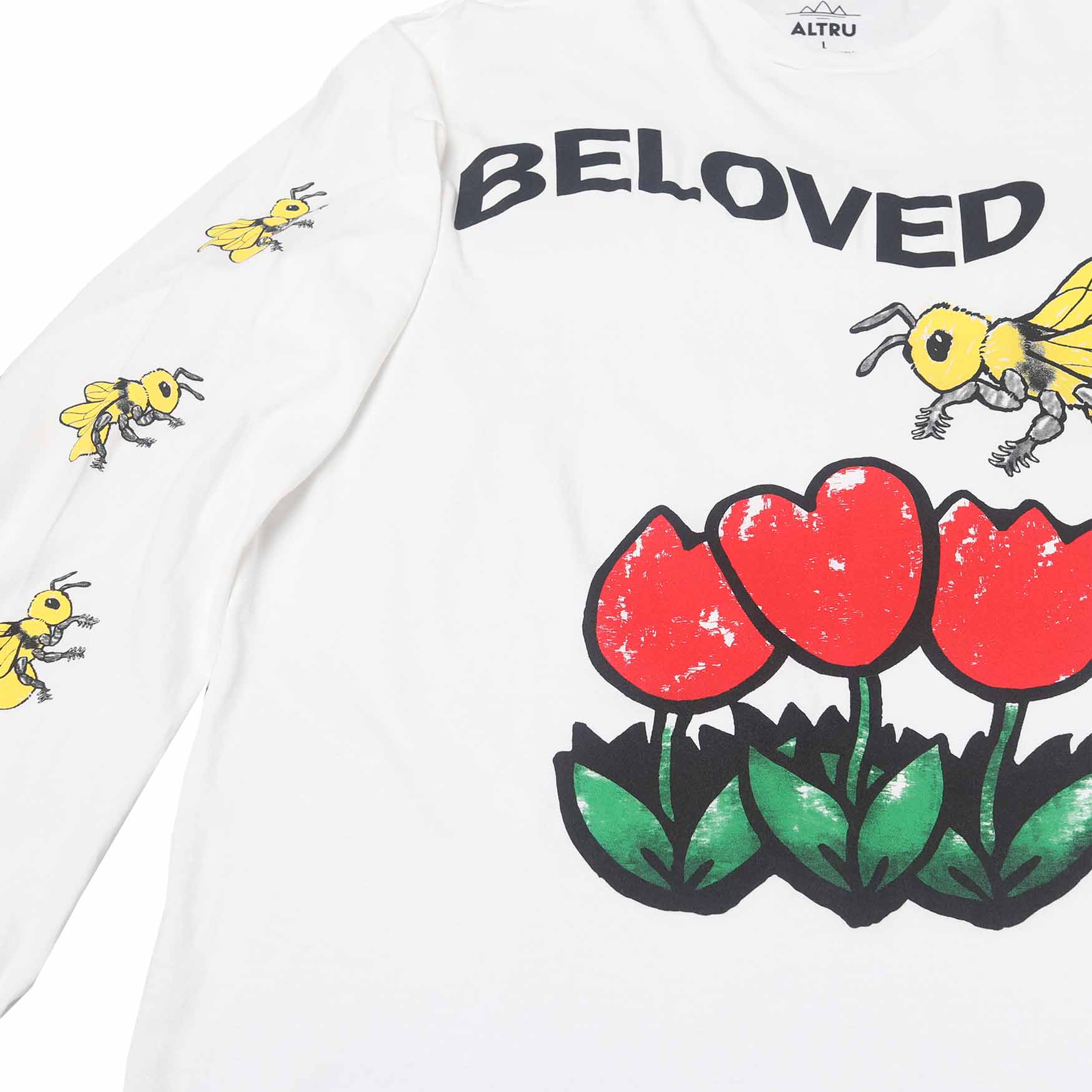 Beloved Tulips Bee L/S T-shirt graphic on front & right sleeve - Image 3