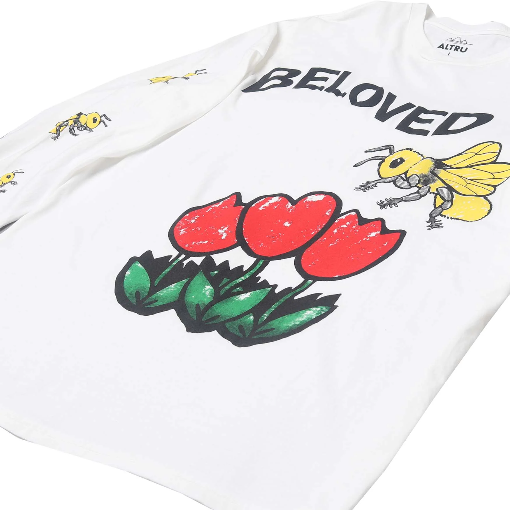 Beloved Tulips Bee L/S T-shirt graphic on front & right sleeve - Image 5