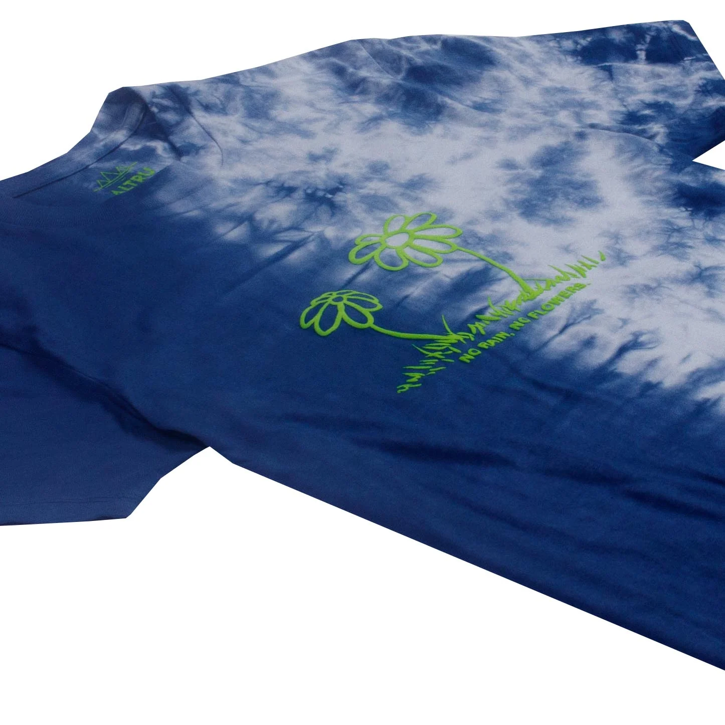 NO RAIN NO FLOWER puff ink HALF tie-dye tee - Image 3