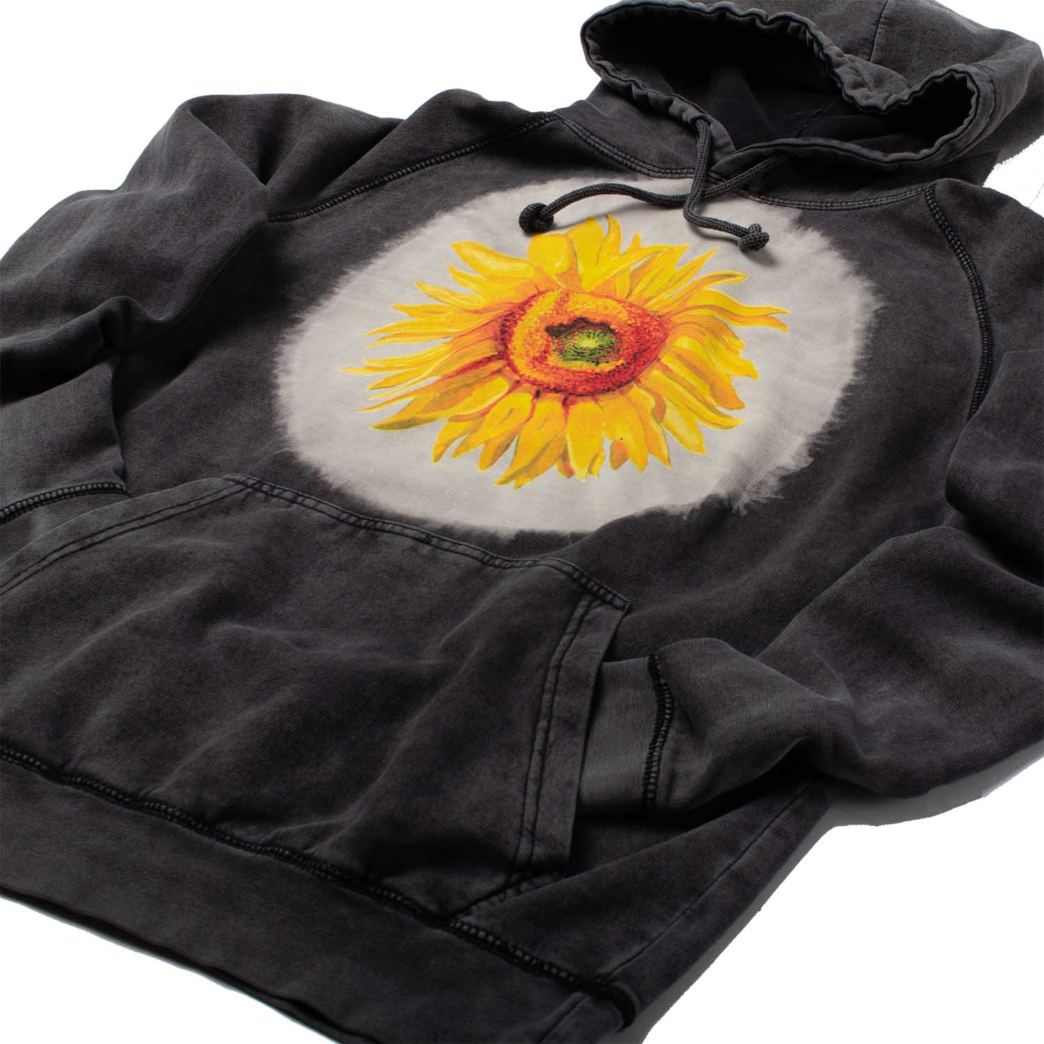 Van Gogh Big Sunflower Black Hoodie - Image 4
