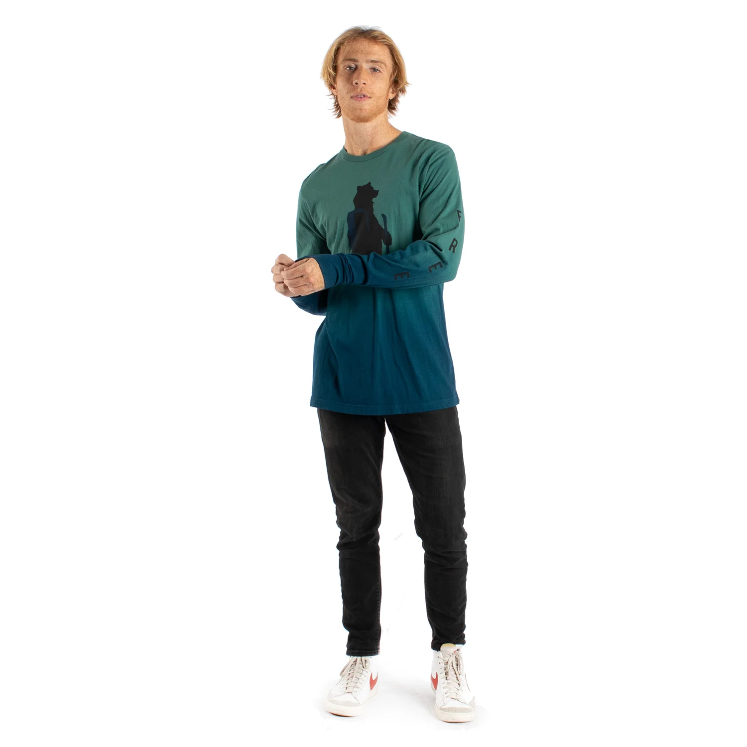 Bear on a Hike L/S full body Dip Dye graphic tee - Image 6